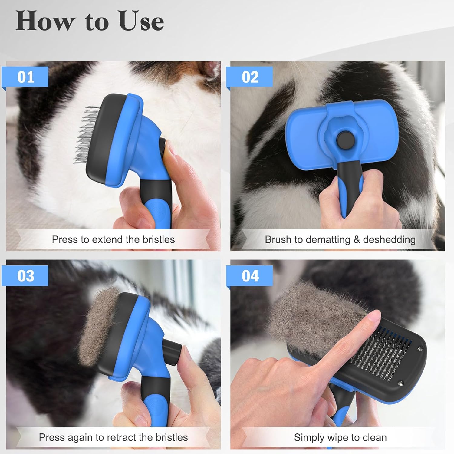 Transform Your Pet's Grooming Routine with the Self Cleaning Slicker Brush - The Ultimate Skin-Friendly Deshedding Tool for Dogs & Cats in Vibrant Blue