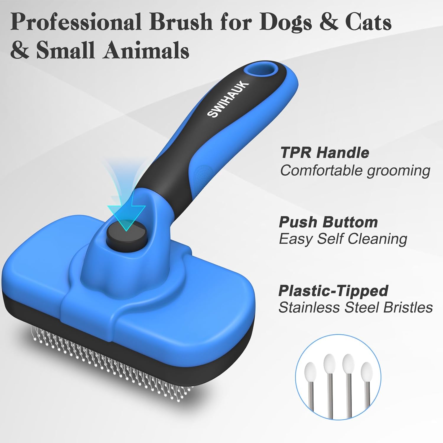 Transform Your Pet's Grooming Routine with the Self Cleaning Slicker Brush - The Ultimate Skin-Friendly Deshedding Tool for Dogs & Cats in Vibrant Blue