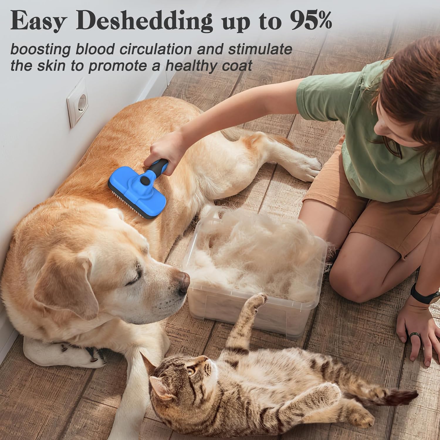 Transform Your Pet's Grooming Routine with the Self Cleaning Slicker Brush - The Ultimate Skin-Friendly Deshedding Tool for Dogs & Cats in Vibrant Blue